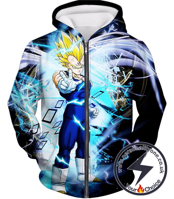 Dragon Ball Super Amazingly Powerful Majin Vegeta Super Saiyan 2 Cool Action Zip Up Hoodie